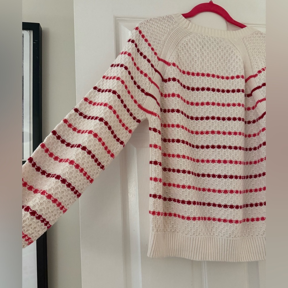 Red & Pink Striped LOFT Crewneck Sweater - Picture 3 of 5